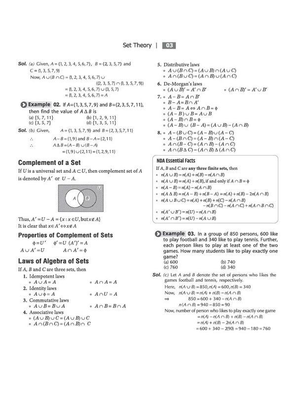 NDA NA mathematics book chapterwise contents and MCQs