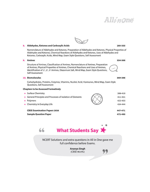 All in One Chemistry Class 12 for CBSE Exam 2026-27 | NCERT Based Complete Theory, Practice Exercises, CBQs, A-R, Sample Papers & Mind Maps | Revised Edition as per Latest Syllabus