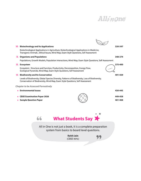 All in One Biology Class 12 for CBSE Exam 2026-27 | NCERT Based Complete Theory, Practice Exercises, CBQs, A-R, Sample Papers & Mind Maps | Revised Edition as per Latest Syllabus