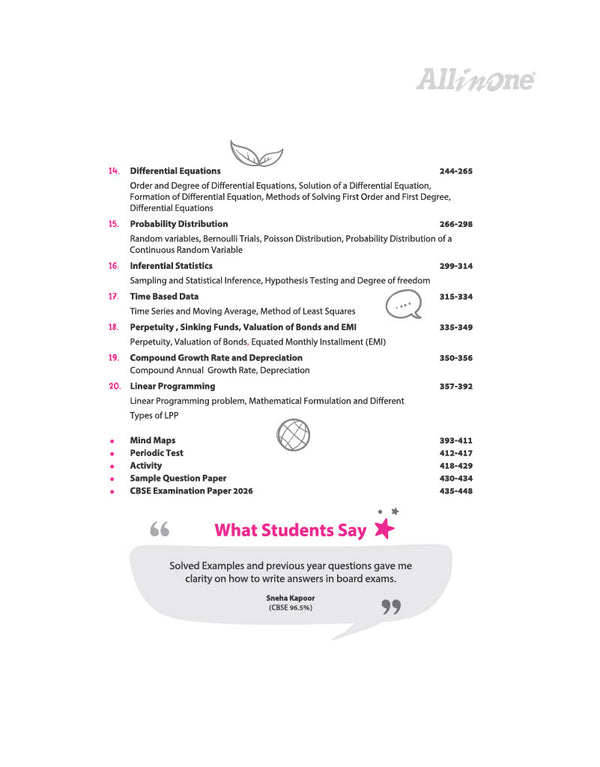 All in One Applied Mathematics Class 12 for CBSE Exam 2026-27 | NCERT Based Complete Theory, Practice Exercises, CBQs, A-R, Sample Papers & Mind Maps | Revised Edition as per Latest Syllabus