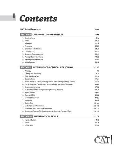 Face to Face MAT 17 Years Chapterwise Topicwise Solved Papers (2026-2010) | with Detailed Solutions & Trend Analysis
