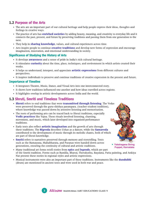 All in One Madhurima Art Education Class 9 for CBSE Exam 2026–27 | Complete Coverage of History of Arts, Music, Dance, Theatre & Visual Arts | NCERT Theory, Imp Box & Images, NCERT Folder & Exam-Style Questions