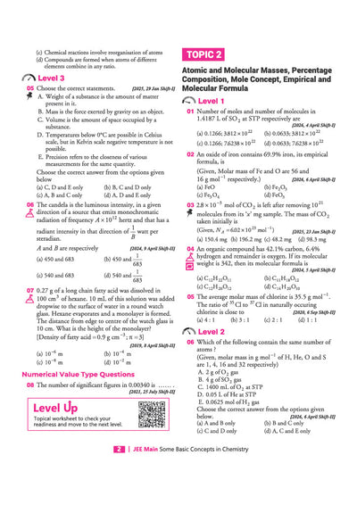 JEE Main Chemistry Chapterwise PYQ Sample Page with NTA Solutions