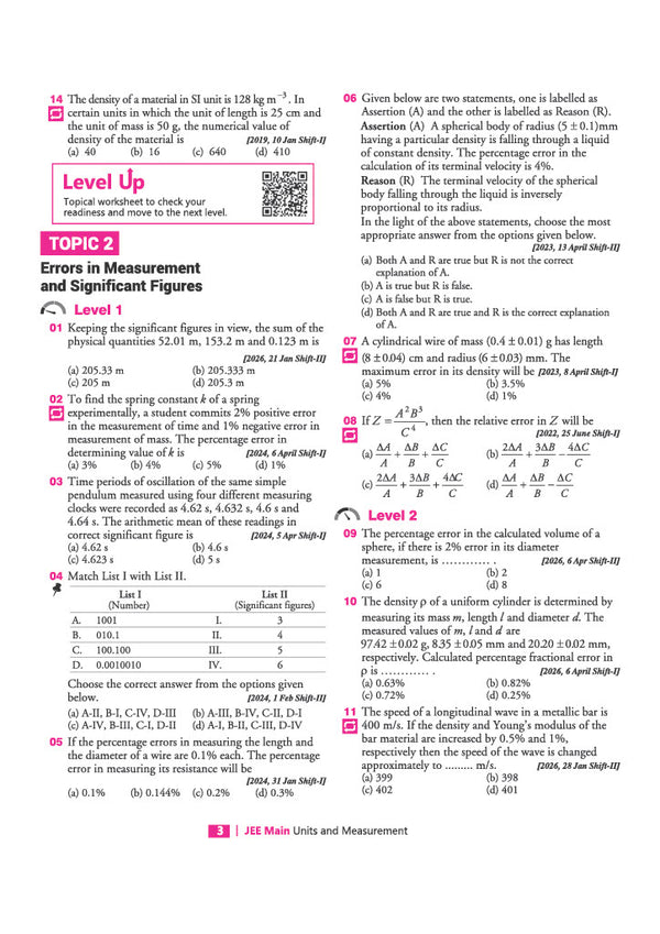 8 Years JEE Main Physics Chapterwise, Topicwise & Levelwise 3000+ PYQs | NTA Authenticated Solutions, Revision Questions & Downloadable Worksheets | Only Book that Highlights High-Frequency Question Types