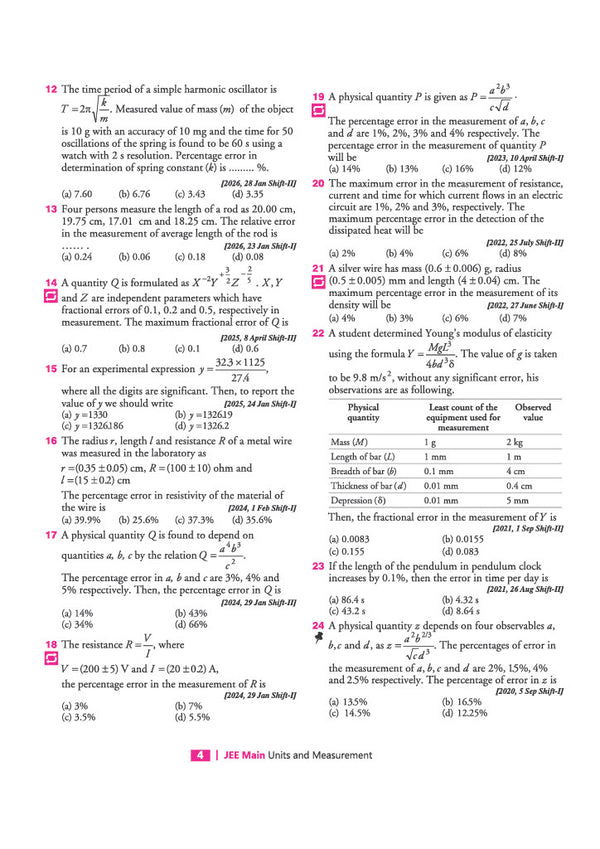 8 Years JEE Main Physics Chapterwise, Topicwise & Levelwise 3000+ PYQs | NTA Authenticated Solutions, Revision Questions & Downloadable Worksheets | Only Book that Highlights High-Frequency Question Types