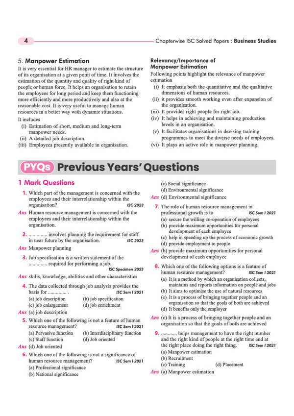 ISC Business Studies Class 12 Question Bank for Exam 2027 | 23 Years Chapterwise PYQs (2026–2004) with Detailed Step-by-Step Answers, Examiner's Comments, Smart Tips & 3 Sample Papers