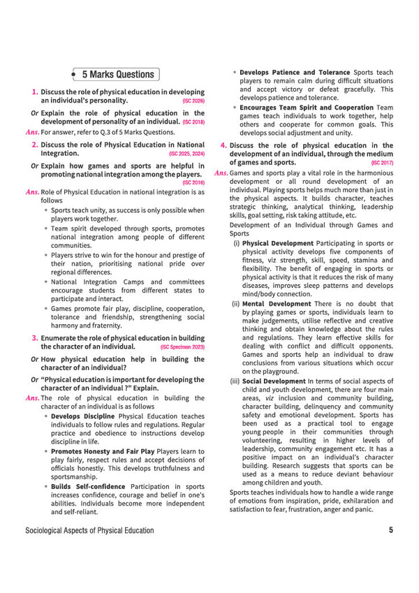 ISC Physical Eduaction Class 12th | 16 Years Chapterwise Topicwise Question Bank (2025 - 2010)