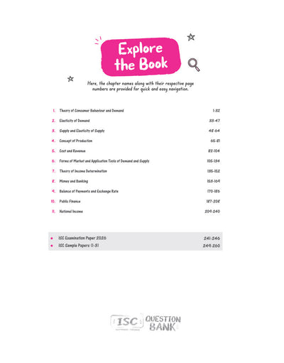 ISC Economics Question Bank 23 Years PYQs table of contents