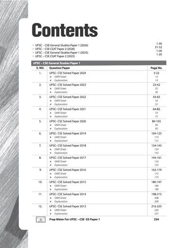 UPSC IAS Prelims 2027 14 Years (2026–2013) Solved Papers | GS Paper I & CSAT (GS Paper II) with 100% Error-Free Solutions, Paper Analysis Charts, Elimination Techniques, OMR Sheets & Performance Meter