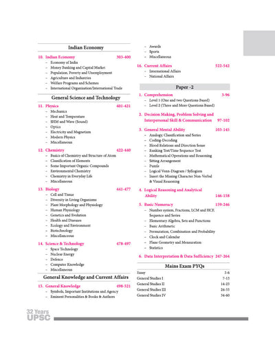 UPSC IAS Prelims Solved Papers table of contents GS Paper 1 CSAT Paper 2