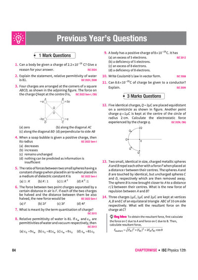 ISC Physics Class 12 Question Bank for Exam 2027 | 16 Years Chapterwise & Topicwise PYQs (2026–2001) with Detailed Step-by-Step Answers, Examiner's Comments, Smart Tips & 3 Sample Papers