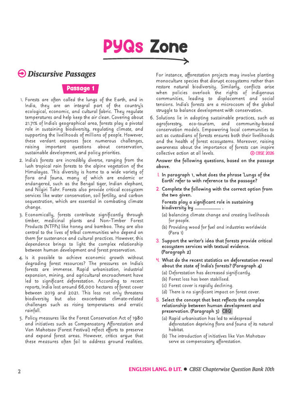 CBSE  English Language & Literature Class 10 Chapterwise Question Bank for Board Exam 2027 | 1Chapterwise PYQs with Revision Theory, Detailed Solutions, Exam Tips & Sample Papers as per Latest CBSE Syllabus & Exam Pattern