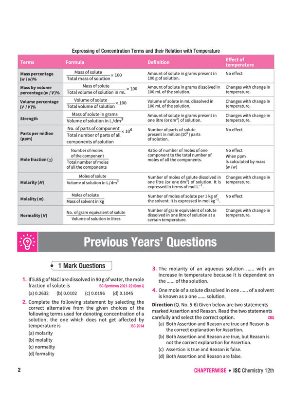 ISC Chemistry Class 12 Question Bank for Exam 2027 | 26 Years Chapterwise & Topicwise PYQs (2026–2001) with Detailed Step-by-Step Answers, Examiner's Comments, Smart Tips & 3 Sample Papers