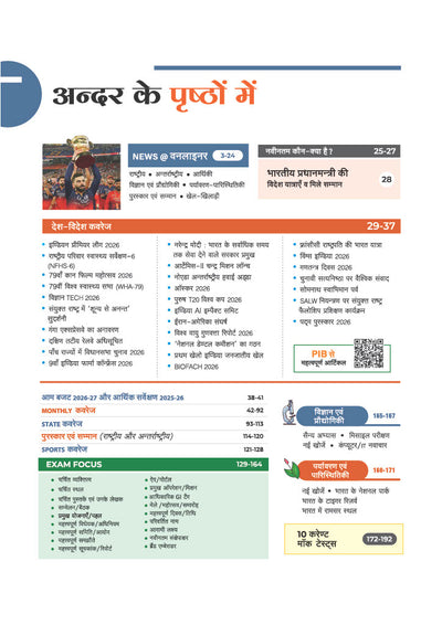 Current Affairs Half-Yearly Hindi Sample Page with Events, Schemes and Infographics
