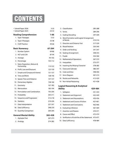 Cracking CSAT Paper 2 table of contents Solved Papers Crack Sets