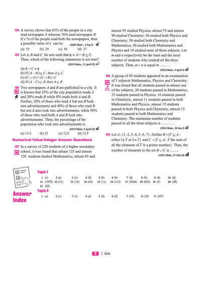 JEE Advanced JEE Main Mathematics chapterwise PYQs sample