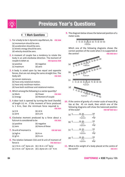 ICSE Physics Class 10 Question Bank for Exam 2027 | 26 Years Chapterwise & Topicwise PYQs (2026–2001) with Detailed Step-by-Step Answers, Examiner's Comments, Smart Tips & 3 Sample Papers