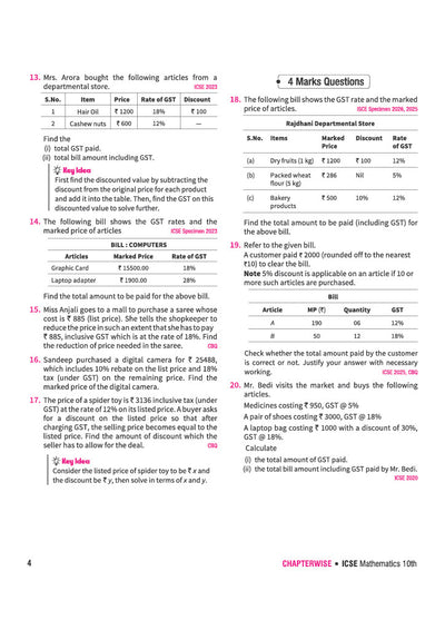 ICSE Mathematics Class 10 Question Bank for Exam 2027 | 26 Years Chapterwise & Topicwise PYQs (2026–2001) with Detailed Step-by-Step Answers, Examiner's Comments, Smart Tips & 3 Sample Papers