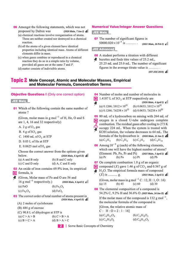JEE Advanced JEE Main Chemistry chapterwise PYQs sample