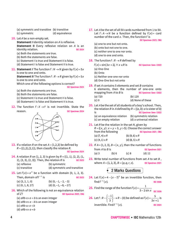 ISC Mathematics Class 12 Question Bank for Exam 2027 | 26 Years Chapterwise & Topicwise PYQs (2026–2001) with Detailed Step-by-Step Answers, Examiner's Comments, Smart Tips & 3 Sample Papers