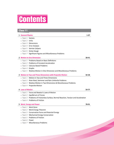 JEE Advanced JEE Main Physics PYQ Bank table of contents
