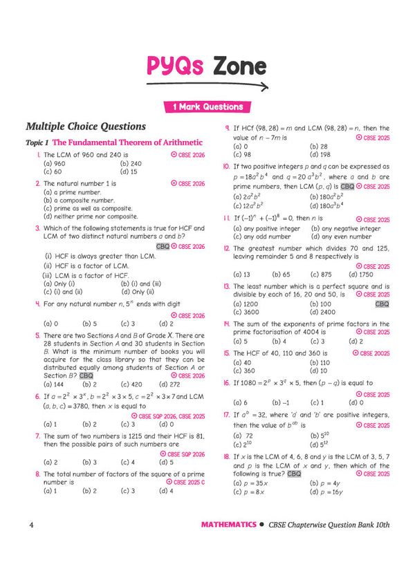 CBSE Mathematics Class 10 Chapterwise Question Bank for Board Exam 2027 | 1Chapterwise PYQs with Revision Theory, Detailed Solutions, Exam Tips & Sample Papers as per Latest CBSE Syllabus & Exam Pattern