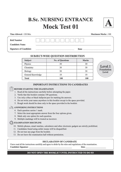 B.Sc. Nursing Entrance Exam 2027 | 20 Mock Tests for AIIMS & All Other Nursing Entrance Exams | 2000+ Fully Solved MCQs, OMR-Based Tests, Quick Revision Pointers & Solved Paper 2026