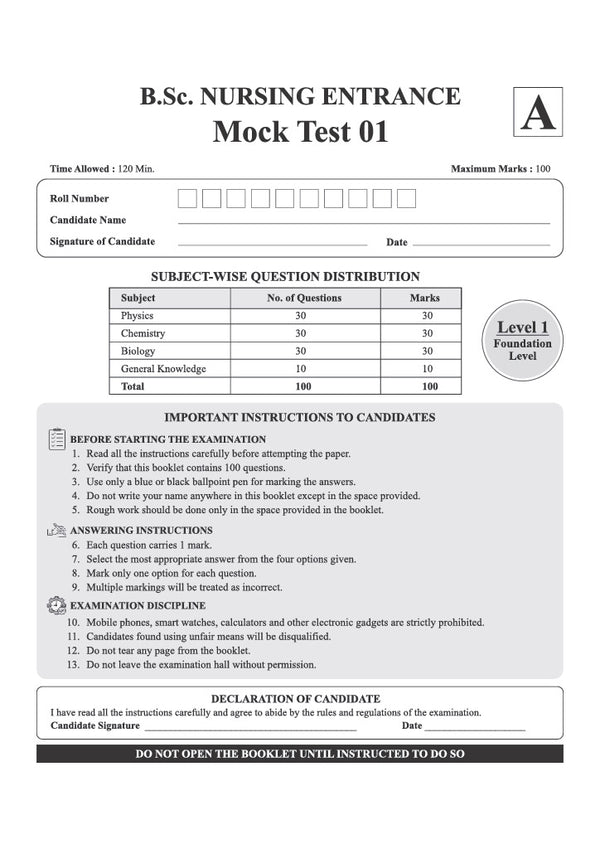 B.Sc. Nursing Entrance Exam 2027 | 20 Mock Tests for AIIMS & All Other Nursing Entrance Exams | 2000+ Fully Solved MCQs, OMR-Based Tests, Quick Revision Pointers & Solved Paper 2026