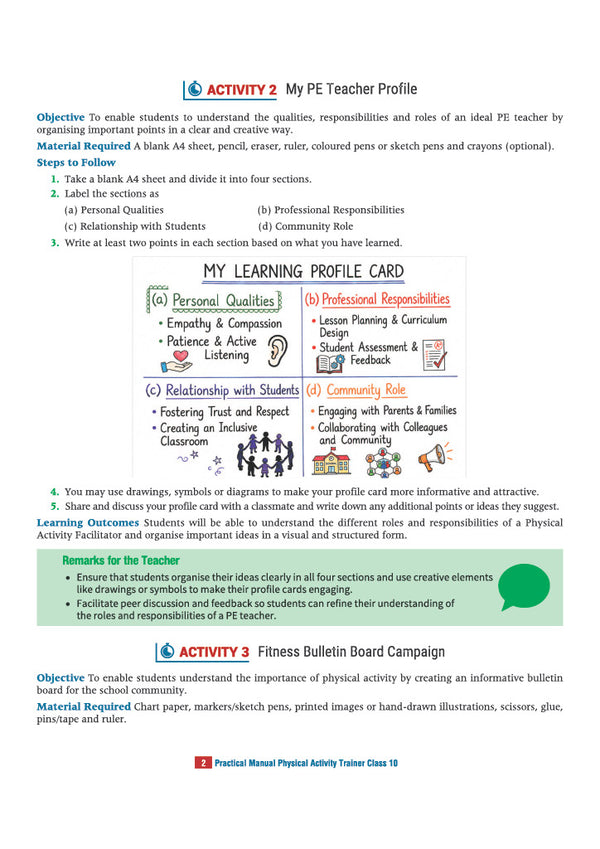 Practical Manual of Physical Activity Trainer for CBSE Class 10 | Skill Education (Subject Code 418) |  Stepwise Activities, Viva Voce Questions, Illustrative Diagrams, Project Work & Record File | As per Latest CBSE Syllabus 2026–27