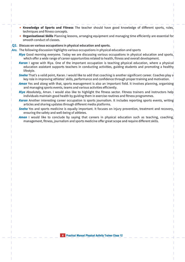 Practical Manual of Physical Activity Trainer for CBSE Class 12 | Skill Education (Subject Code 418) |  Stepwise Activities, Viva Voce Questions, Illustrative Diagrams, Project Work & Record File | As per Latest CBSE Syllabus 2026–27