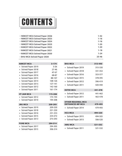 MCA Entrance Exam contents