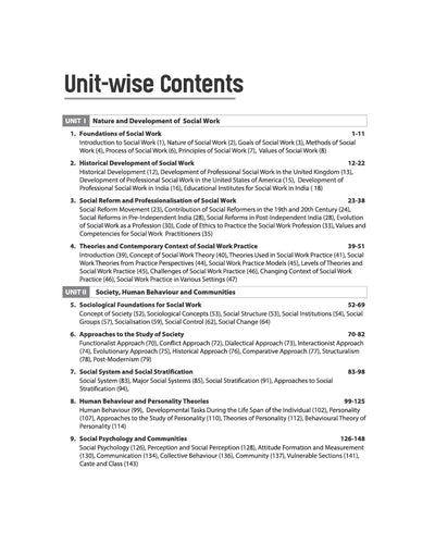 UGC NET/JRF/SET Paper 2 Social Work unit wise content