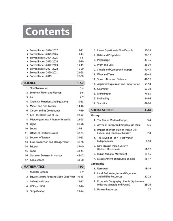 Prayas Residential Schools Class 9 Entrance Exam 2027 | Study Guide | Sectionwise Notes, Chapterwise Practice Questions & Previous Year Questions