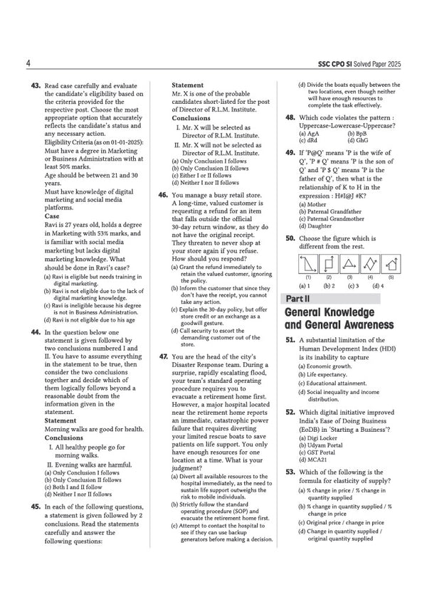 SSC CPO SI Exam 2026 | Delhi Police & CAPF Sub Inspector | 20 Solved Papers 2025-2023 |Collection of Best  Previous Year Papers with 100% Explanations