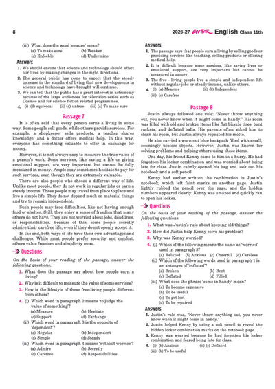 Avtar UP Board English Class 11 Exam 2027 | Chapterwise Question Bank | 5 Practice Papers | Unit Tests | Based on NCERT & NEP 2020