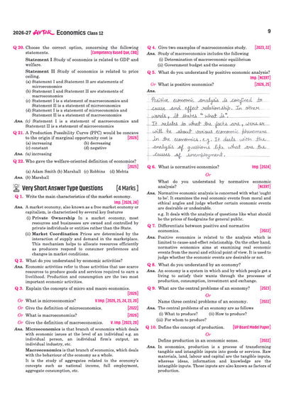 Avtar UP Board Economics Class 12 Exam 2027 | Chapterwise Question Bank | 5 Board-Style Practice Papers | 4 Years Unsolved Papers | Based on NCERT & NEP 2020
