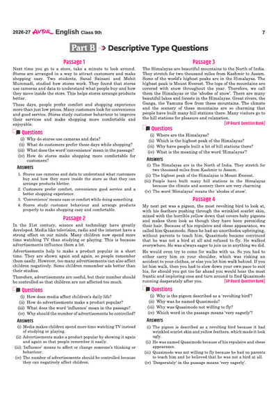 Avtar UP Board English Class 9 Exam 2027 | Chapterwise Question Bank | 3 Practice Papers | Unit Test | OMR Sheet | Based on NCERT & NEP 2020