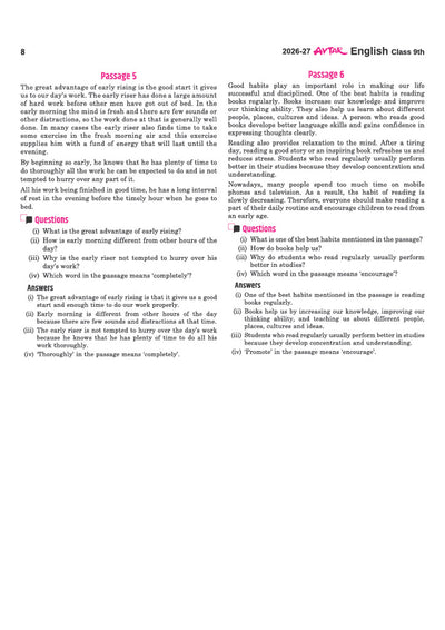 Avtar UP Board English Class 9 Exam 2027 | Chapterwise Question Bank | 3 Practice Papers | Unit Test | OMR Sheet | Based on NCERT & NEP 2020