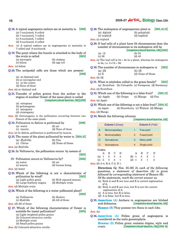 Avatar UP Board Biology Class 12 Exam 2027 | Chapterwise Question Bank | 5 Board-Style Practice Papers | 4 Years Unsolved Papers | Based on NCERT & NEP 2020