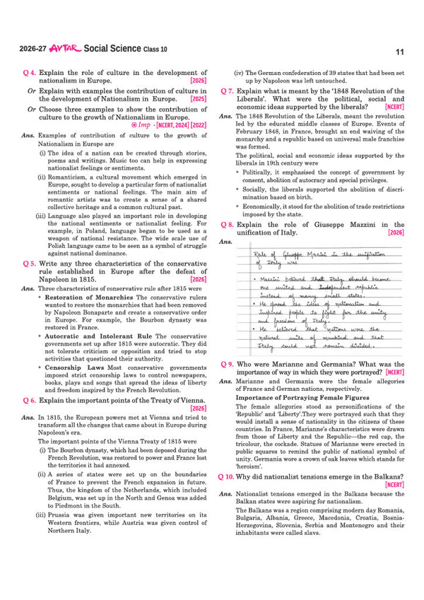 Avtar UP Board Social Science Class 10 Exam 2027 | Chapterwise Question Bank | 5 Board-Style Practice Papers | 5 Years Solved Papers | OMR Sheet | Based on NEP 2020