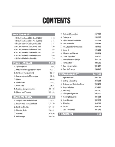 sbi cleark content list
