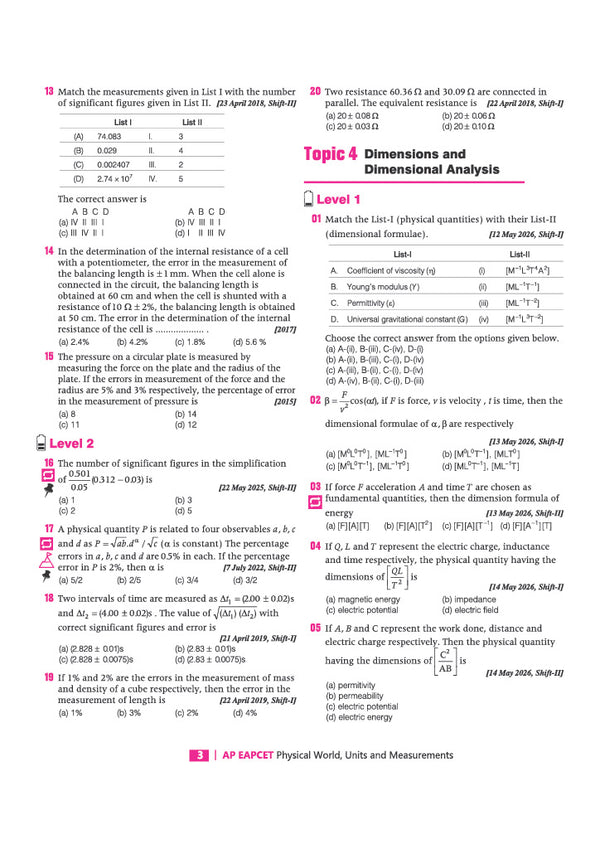 Andhra Pradesh EAPCET Physics 2027 | 12 Years Solved Papers 2026–2015 | 2500+ Chapterwise, Topicwise & Levelwise Questions | 80+ Online & Offline Papers | Detailed Explanations of Every Question | Free Revision Handbook