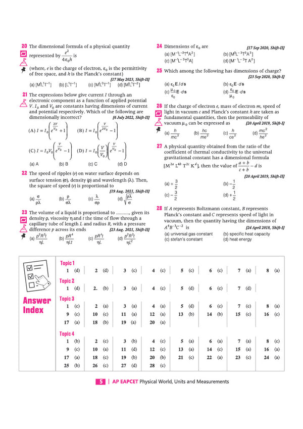 Andhra Pradesh EAPCET Physics 2027 | 12 Years Solved Papers 2026–2015 | 2500+ Chapterwise, Topicwise & Levelwise Questions | 80+ Online & Offline Papers | Detailed Explanations of Every Question | Free Revision Handbook