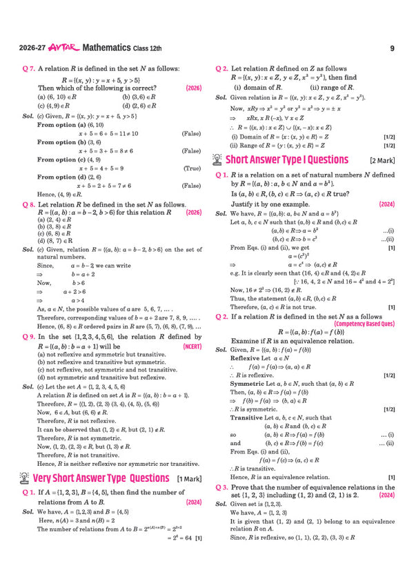 UP Board Exams 2027 Avtar Chapterwise Question Bank – Mathematics , Class 12
