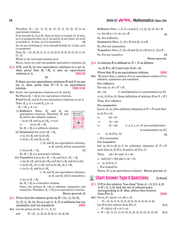UP Board Exams 2027 Avtar Chapterwise Question Bank – Mathematics , Class 12