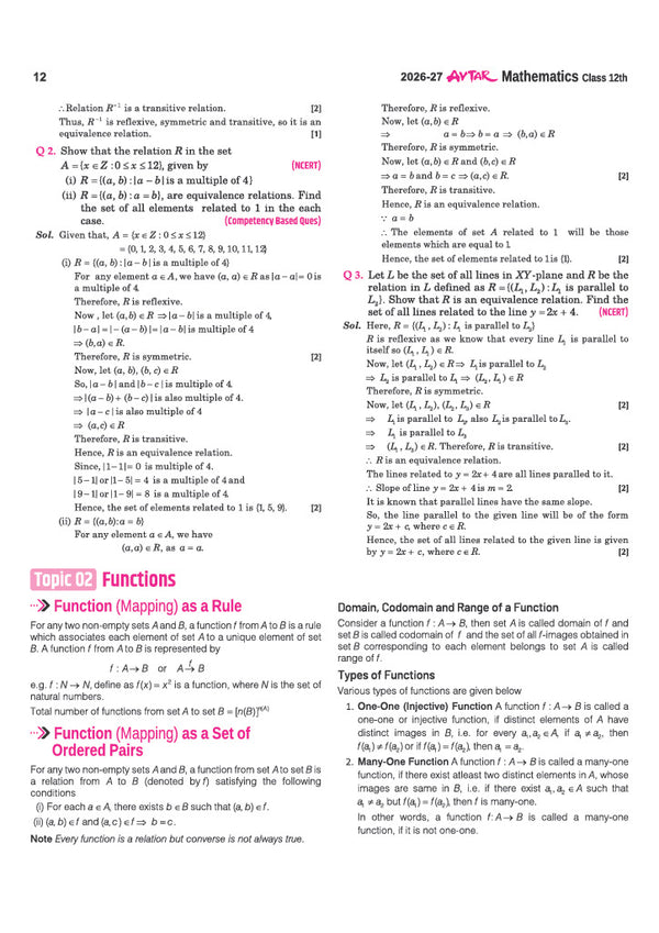 UP Board Exams 2027 Avtar Chapterwise Question Bank – Mathematics , Class 12