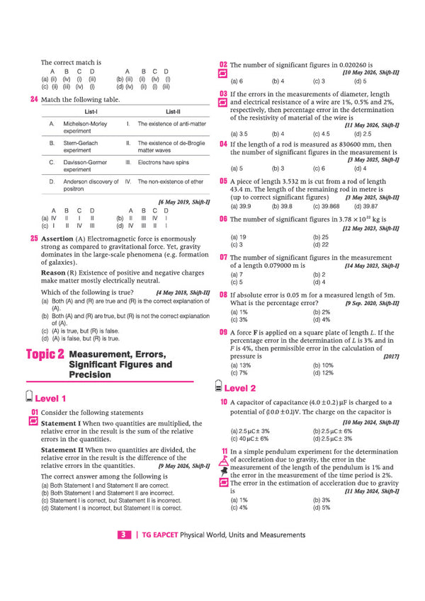 Telangana EAPCET Physics 2027 | 12 Years Solved Papers 2026–2015 | 1700+ Chapterwise, Topicwise & Levelwise Questions | 50+ Online & Offline Papers | Detailed Explanations of Every Question | Free Revision Handbook