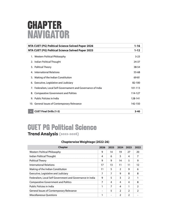 CUET PG Political Science Exam 2027 | Chapterwise Notes & Question Bank | 1500+ Exam Pattern MCQs | 5 Final Drills (Practice Papers) | 2026 Solved Paper | Based on Latest NTA Test Pattern