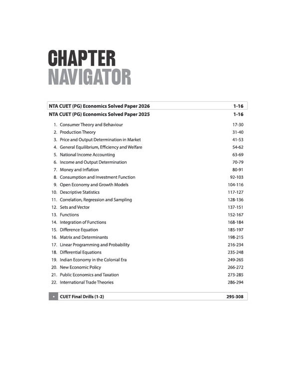 CUET PG Economics Exam 2027 | Chapterwise Notes & Question Bank | 1500+ Exam Pattern MCQs | 2 Final Drills (Practice Papers) | 2026 Solved Paper | Based on Latest NTA Test Pattern