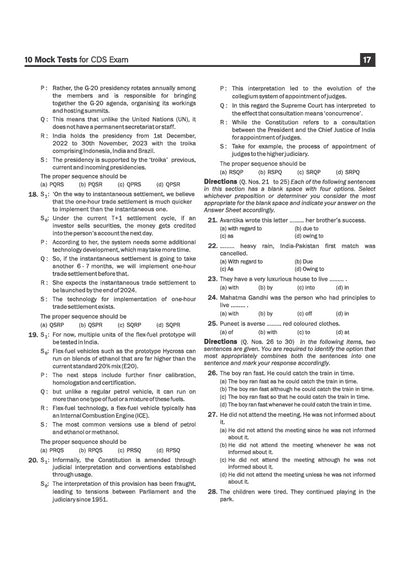 CDS 2027| 10 Mock Tests | English, General Knowledge & Elementary Mathematics | Detailed Solutions, Trend Analysis (2026–2022) & OMR Sheets
